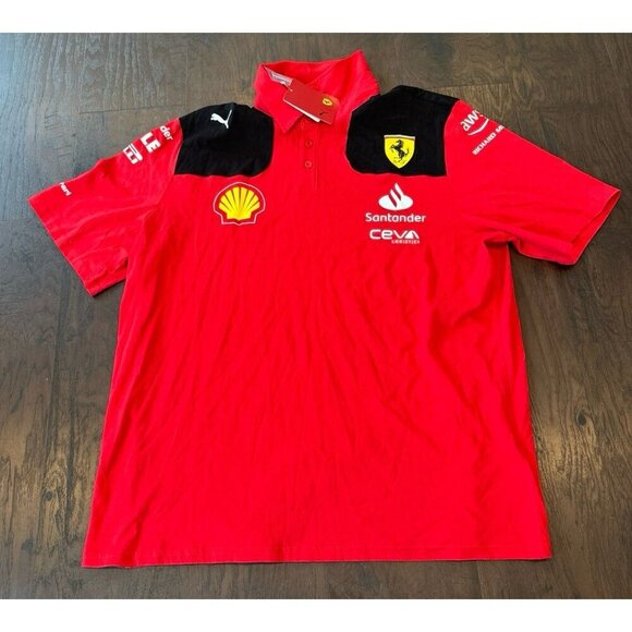 The PUMA Scuderia Ferrari F1 2023 Team Polo Shirt Red Men’s Size xlarge NWT - Picture 1 of 2